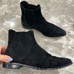 Rebecca Minkoff Madysin Black Suede Silver Studded Booties size 7
